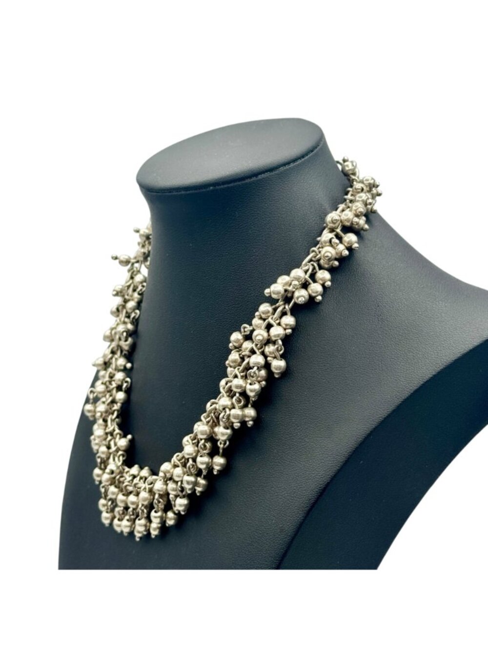Cha-Cha Heavy Beaded Sterling Silver Collar Necklace 16.5" Handmade In Mexico 13 - Picture 4 of 7